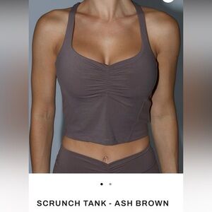 Liason the Label Scrunch Tank in Ash Brown BRAND NEW